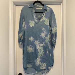 STANDARD GRACE - FLORAL CHAMBRAY DRESS - LARGE